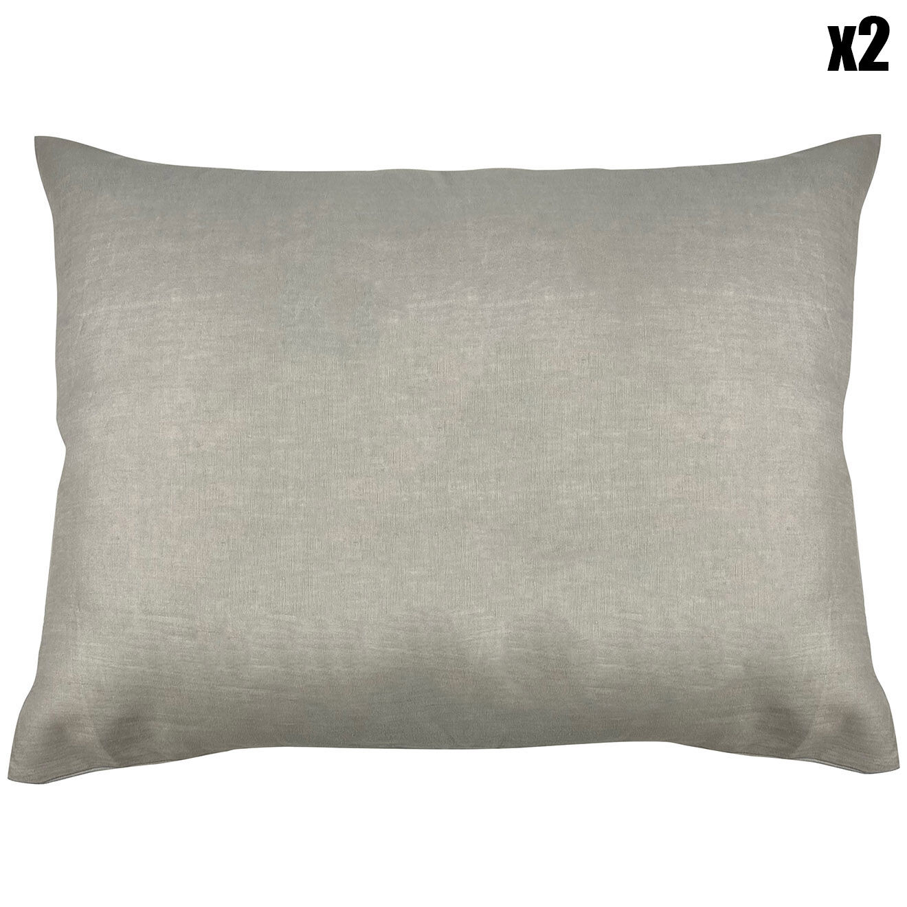 United by Perle de coton 2 Taies d'oreiller 100% Lin lavé perle