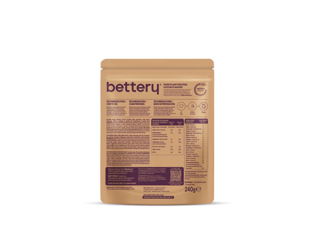 PROTEINA VEGAN BETTERY CACAU 240G