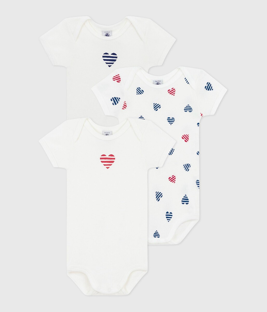 PETIT BATEAU<br>Conjunto de 3 bodies de manga curta