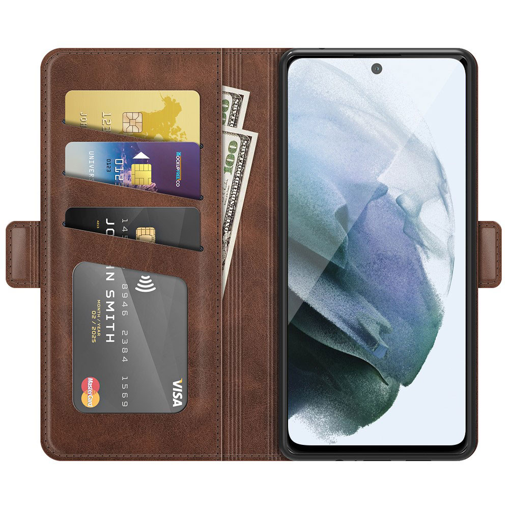 Samsung Galaxy S21 FE 5G Vintage Leder Tasche Flip Cover Fashion Design - Braun
