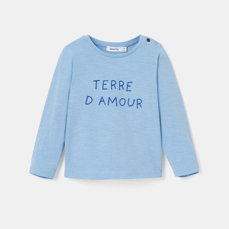 T-shirt à message brodé turquoise bébé garçon Absorba Turquoise