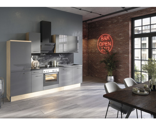 Optifit keukenblok met apparatuur Jonte984 270 cm antraciet glanzend gedemonteerde variant omkeerbaar KCJO 2748E-8+