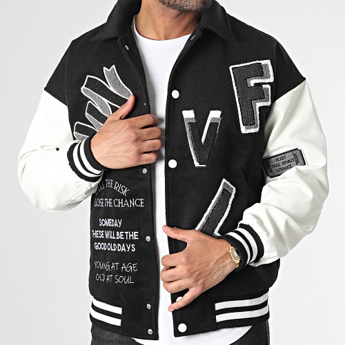 Veste Teddy Noir Blanc