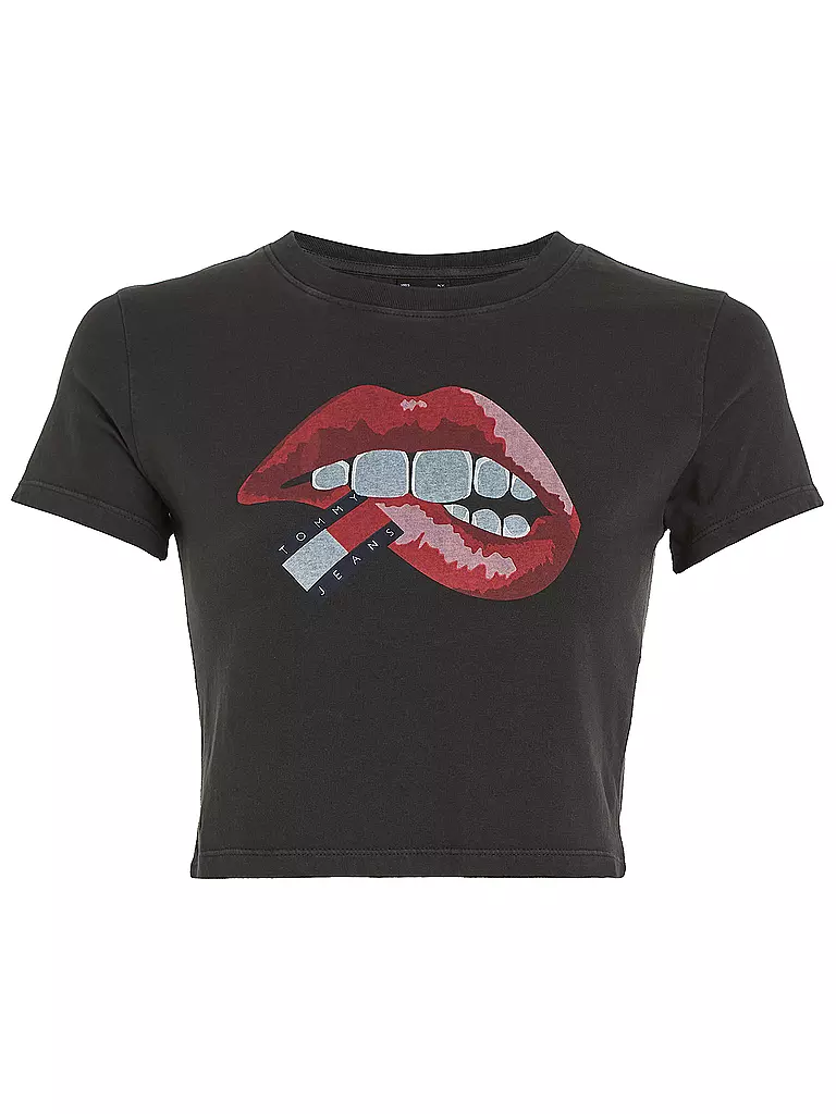 TOMMY JEANS T-Shirt Cropped Fit schwarz