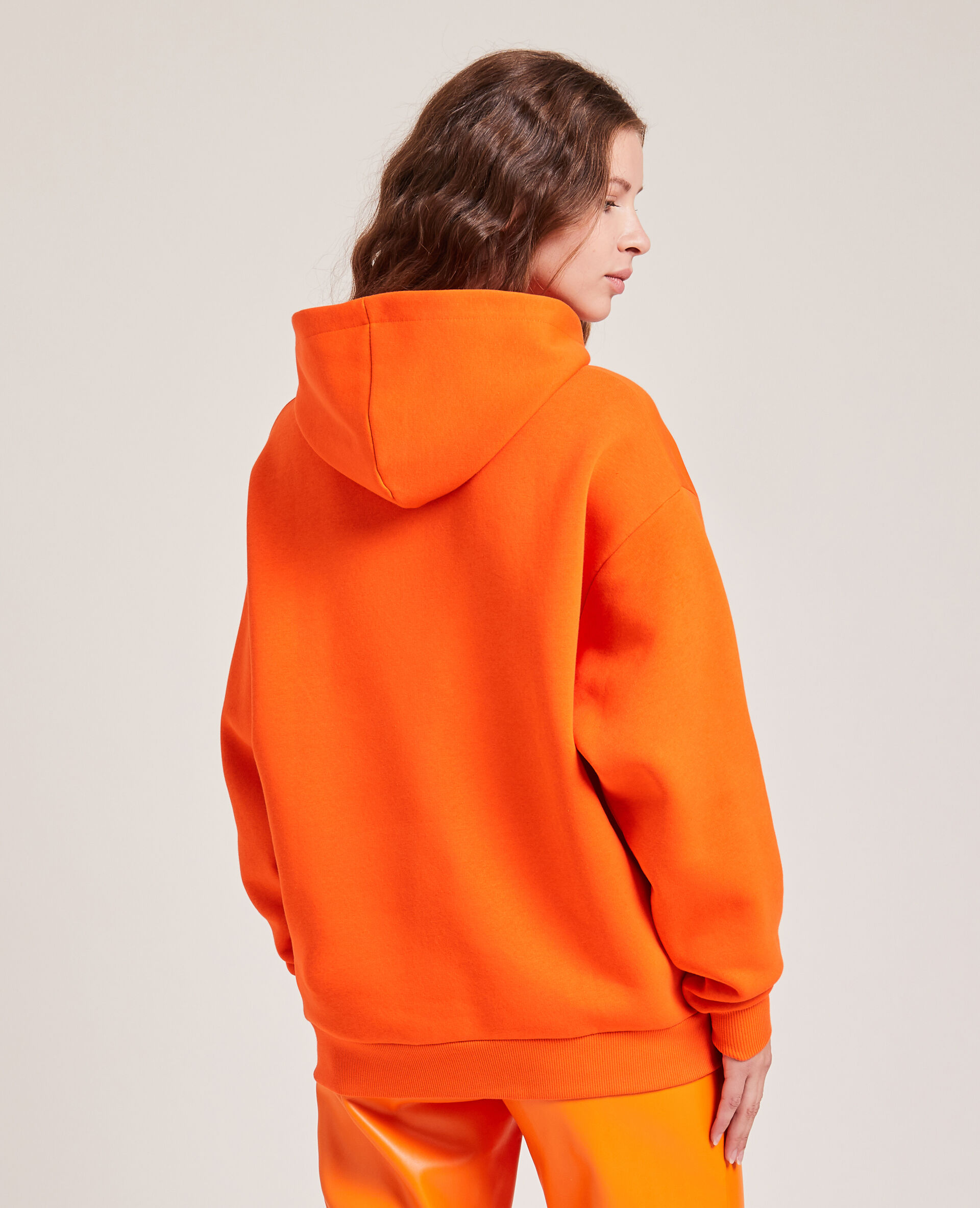 Sweat capuche avec flocage - Orange