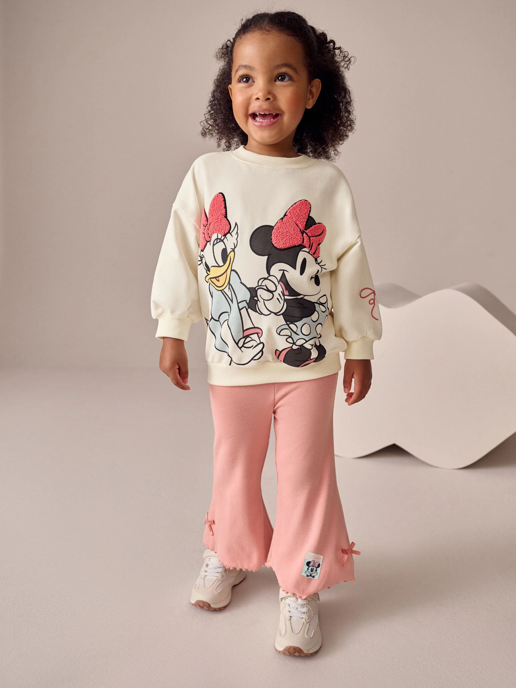 Ecru wit - Disney Minnie Mouse en Daisy Duck set van top met lange mouwen en broek met uitlopende pijpen (3mnd -7jr)