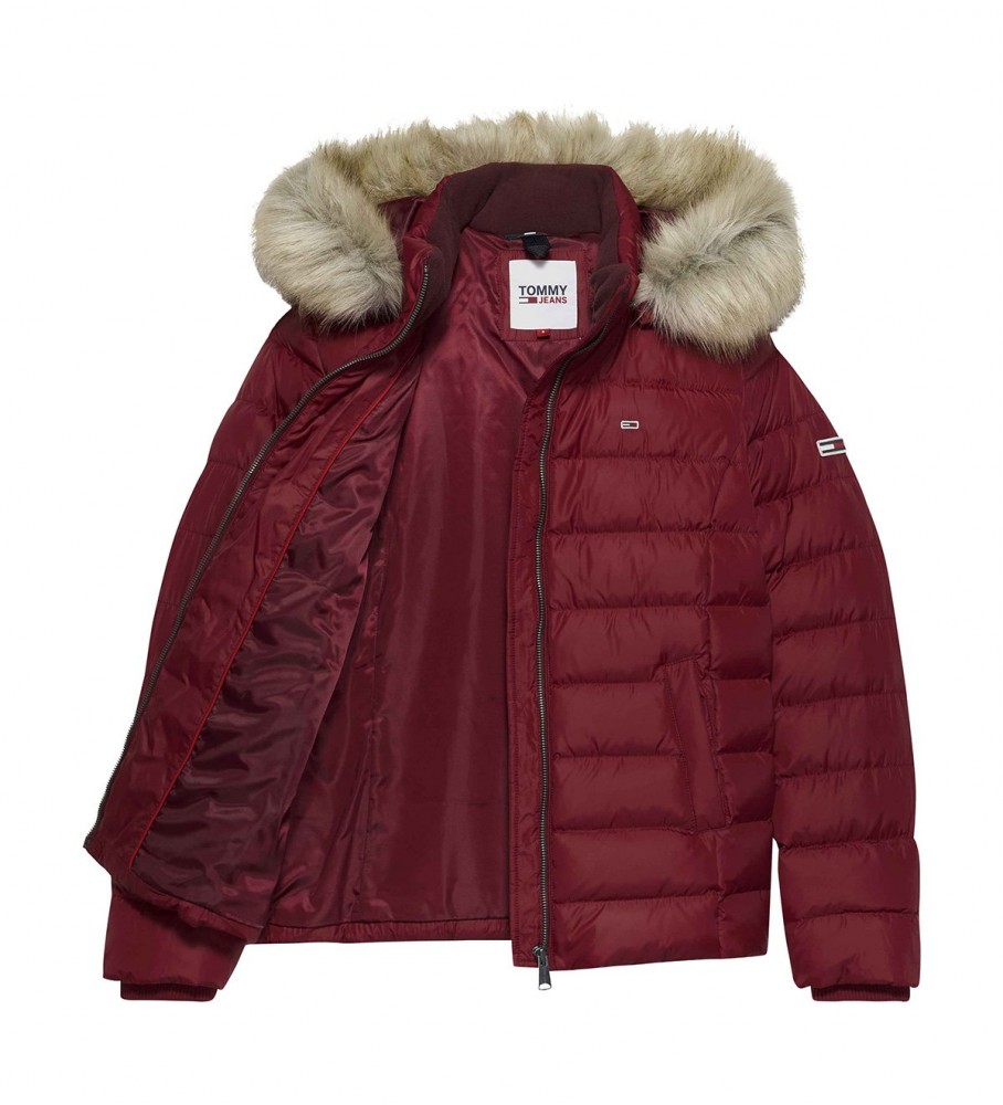Jaqueta Tommy Jeans Essential Slim Fit com Capuz, Bordô