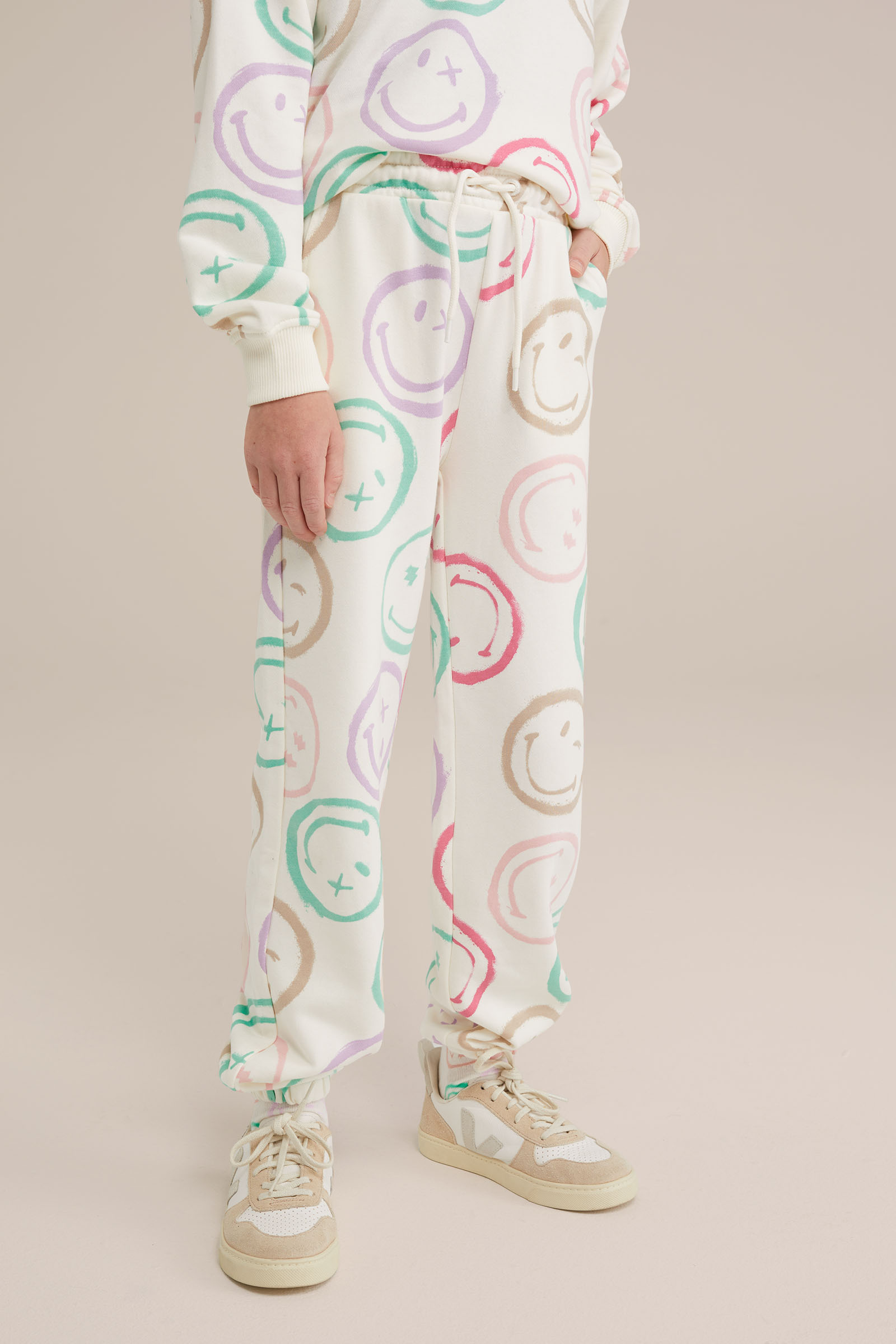 Meisjes SmileyWorld® joggingbroek met dessin WE Fashion Wit