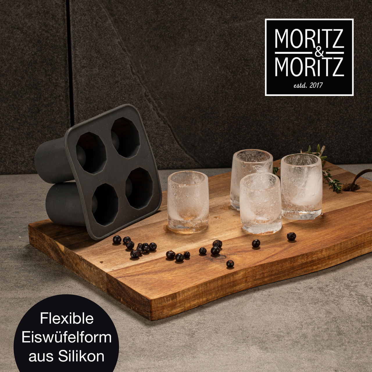 Moritz & Moritz Eiswürfelform 2er Set Cup inklusive 6 Untersetzer