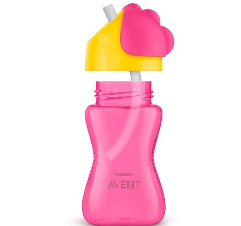Tasse à paille 260 Ml 12 mois+ Rose/Jaune - AVENT