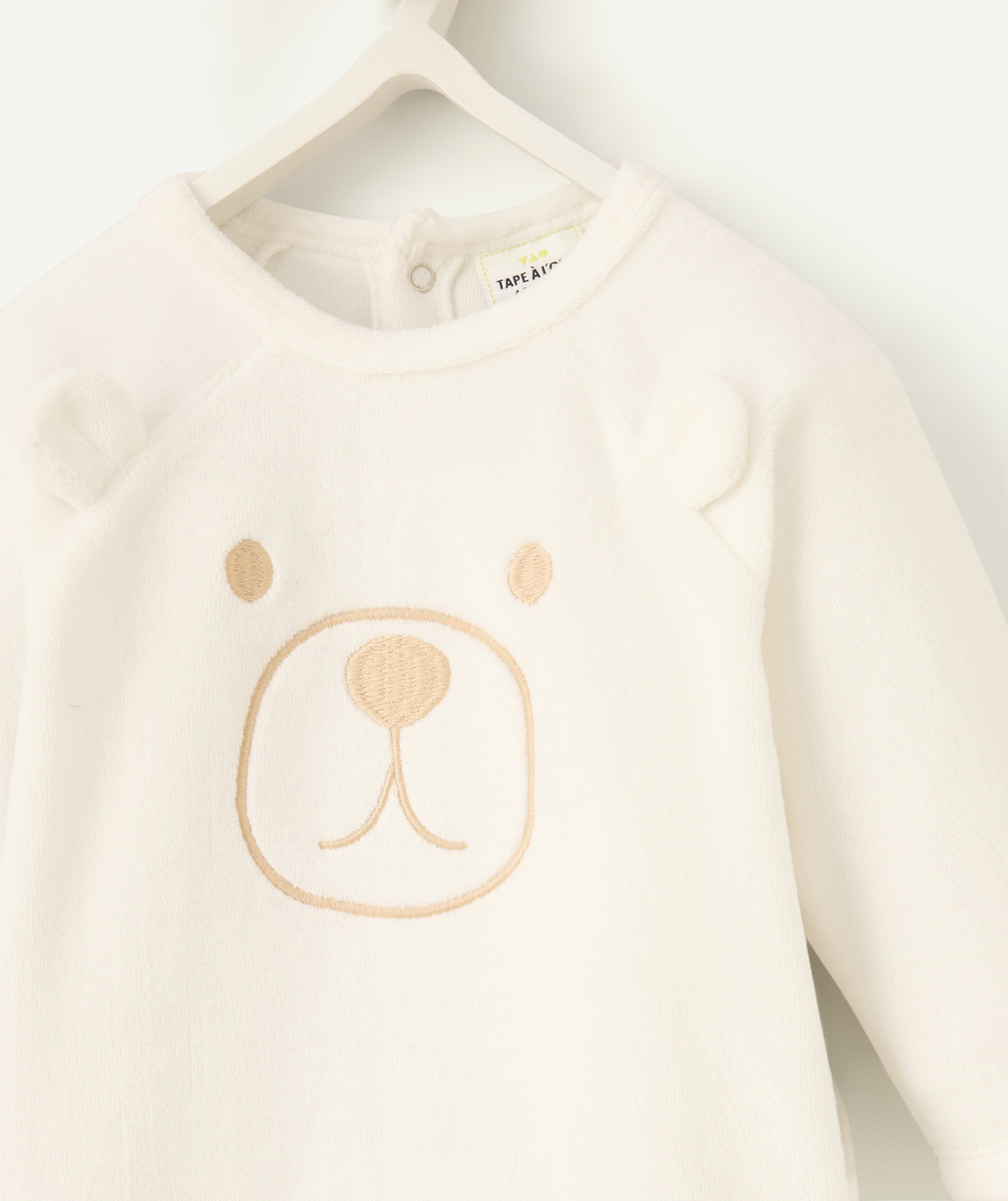 dors bien velours en coton bio écru avec motif ours