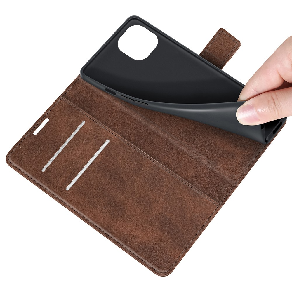 iPhone 13 Pro Vintage Leder Tasche Flip Cover mit Kartenfächer - Braun