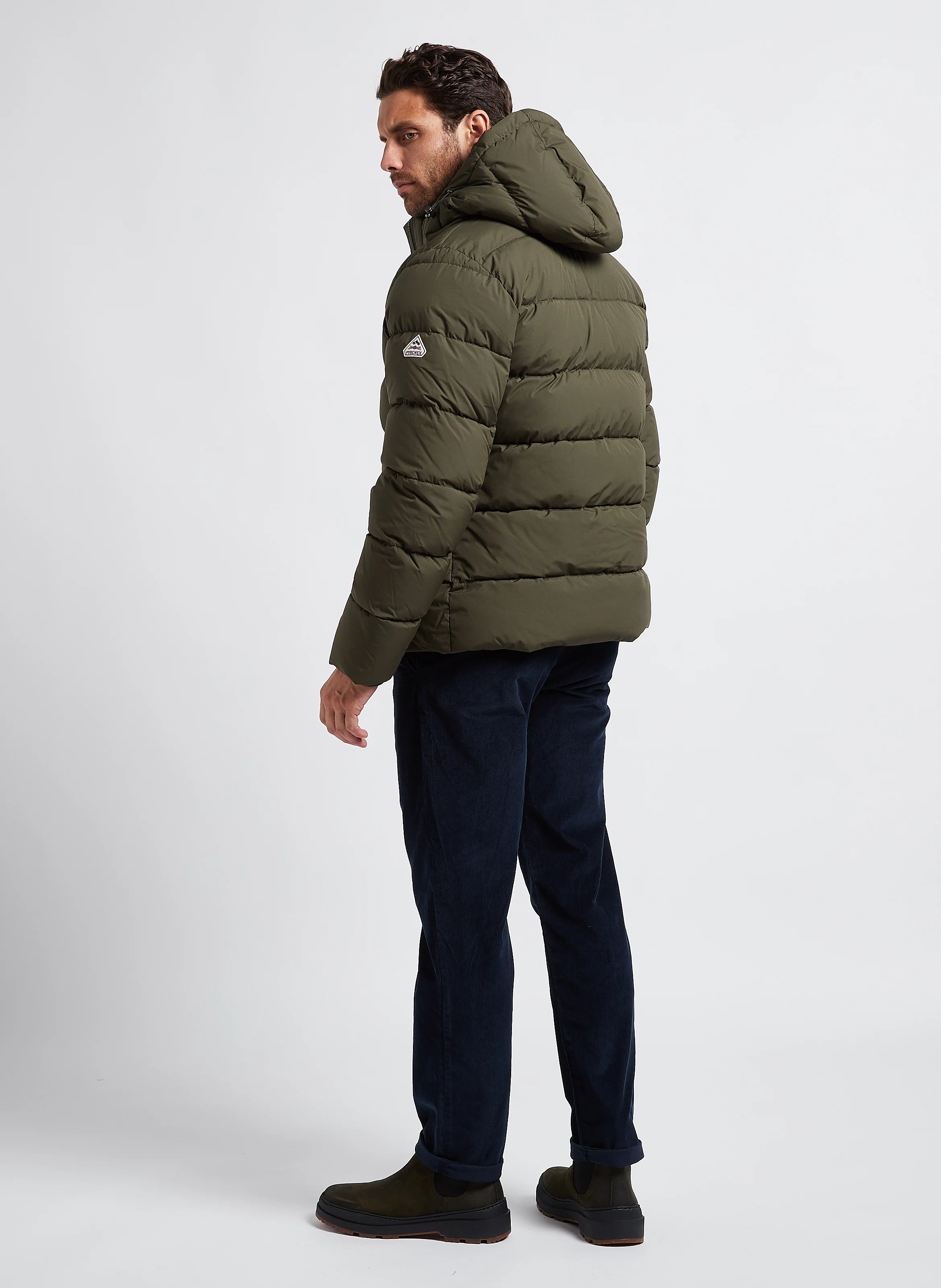Pantalon droit en velours de coton bio mélangé | Bleu