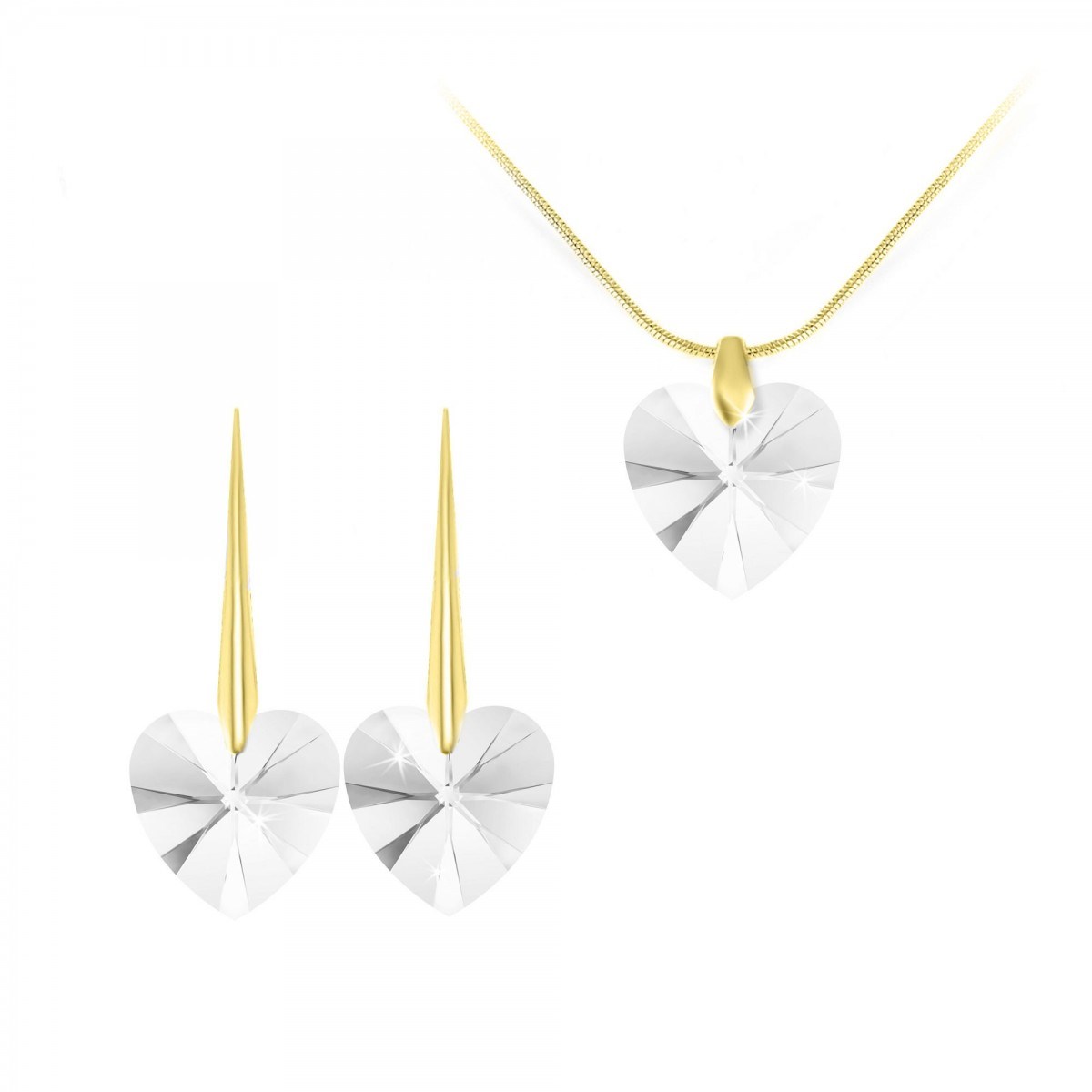 Parure collier et boucles d'oreilles coeurs SC Bohème orneés de Cristaux scintillants