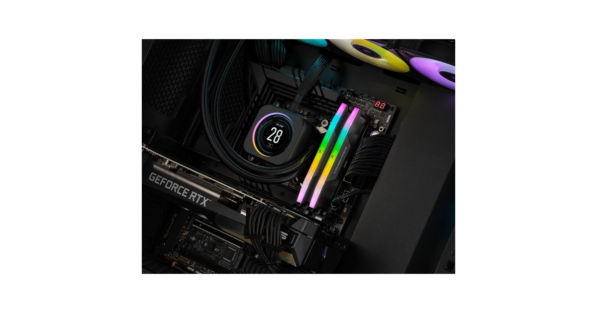 Corsair32 GB DDR5-5200 Kit werkgeheugen  (Zwart, CMH32GX5M2B5200C40, Vengeance RGB, XMP)