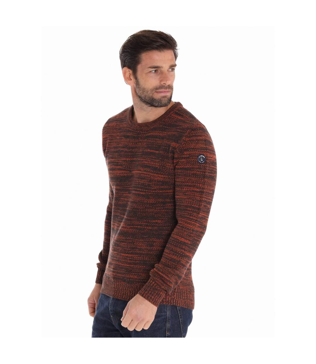 Pull col rond multicolore