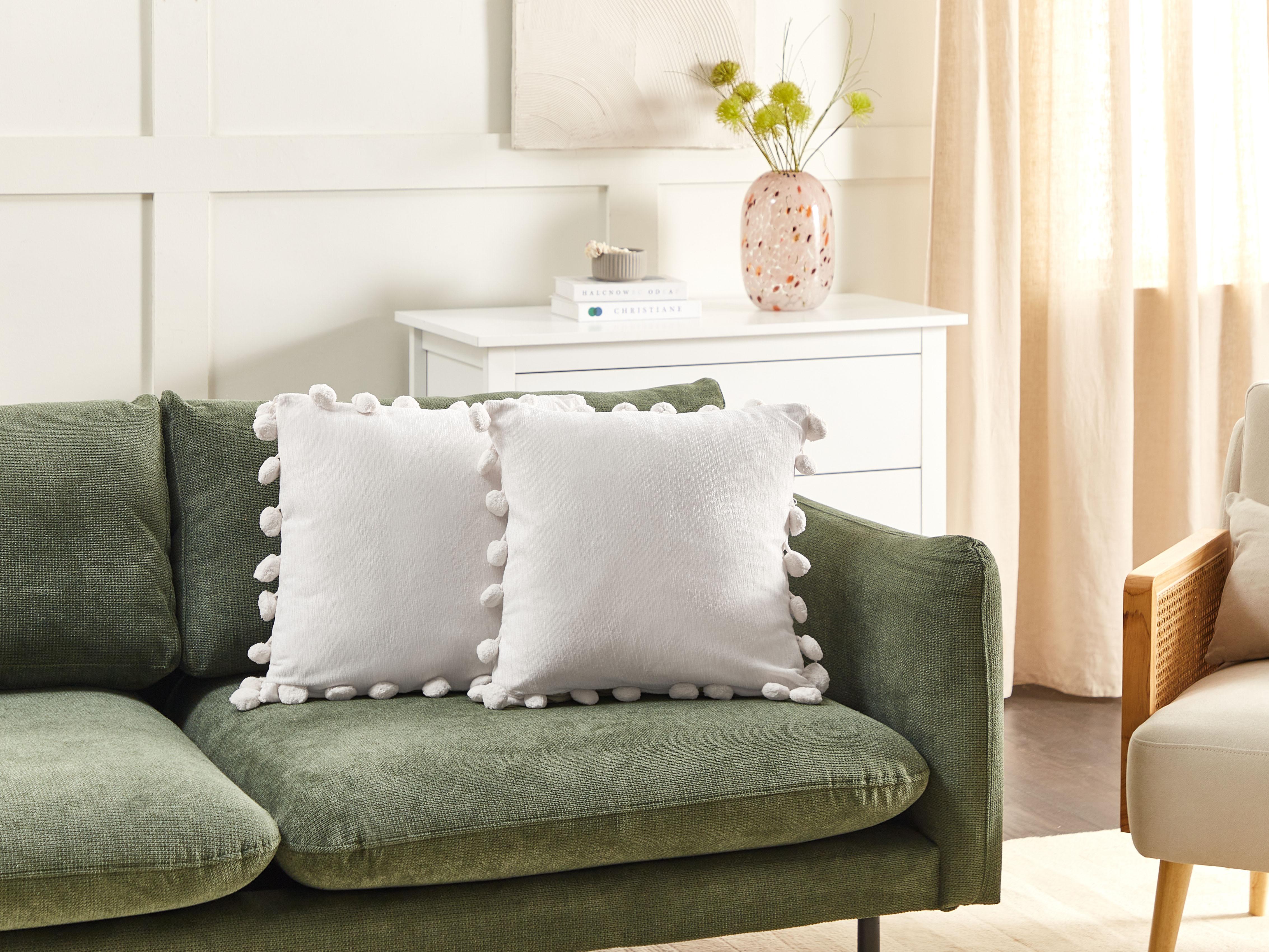 Set van 2 sierkussens JASMINE 45 x 45 cm Wit effen