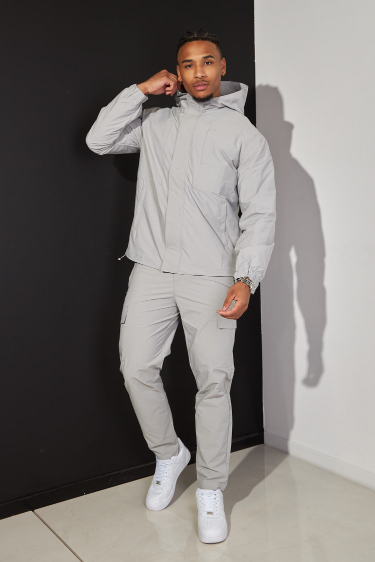Ensemble 2 pièces veste + pantalon gris à capuche