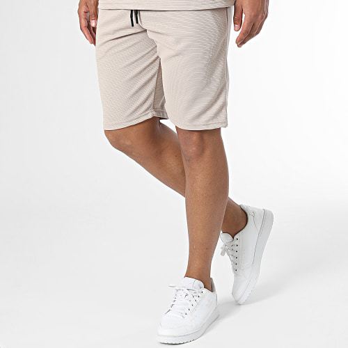 Ensemble Tee Shirt Et Short Jogging Beige