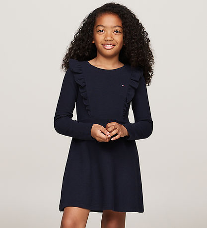 Tommy Hilfiger Kjole - Ruffle Fit & Flare - Desert Sky