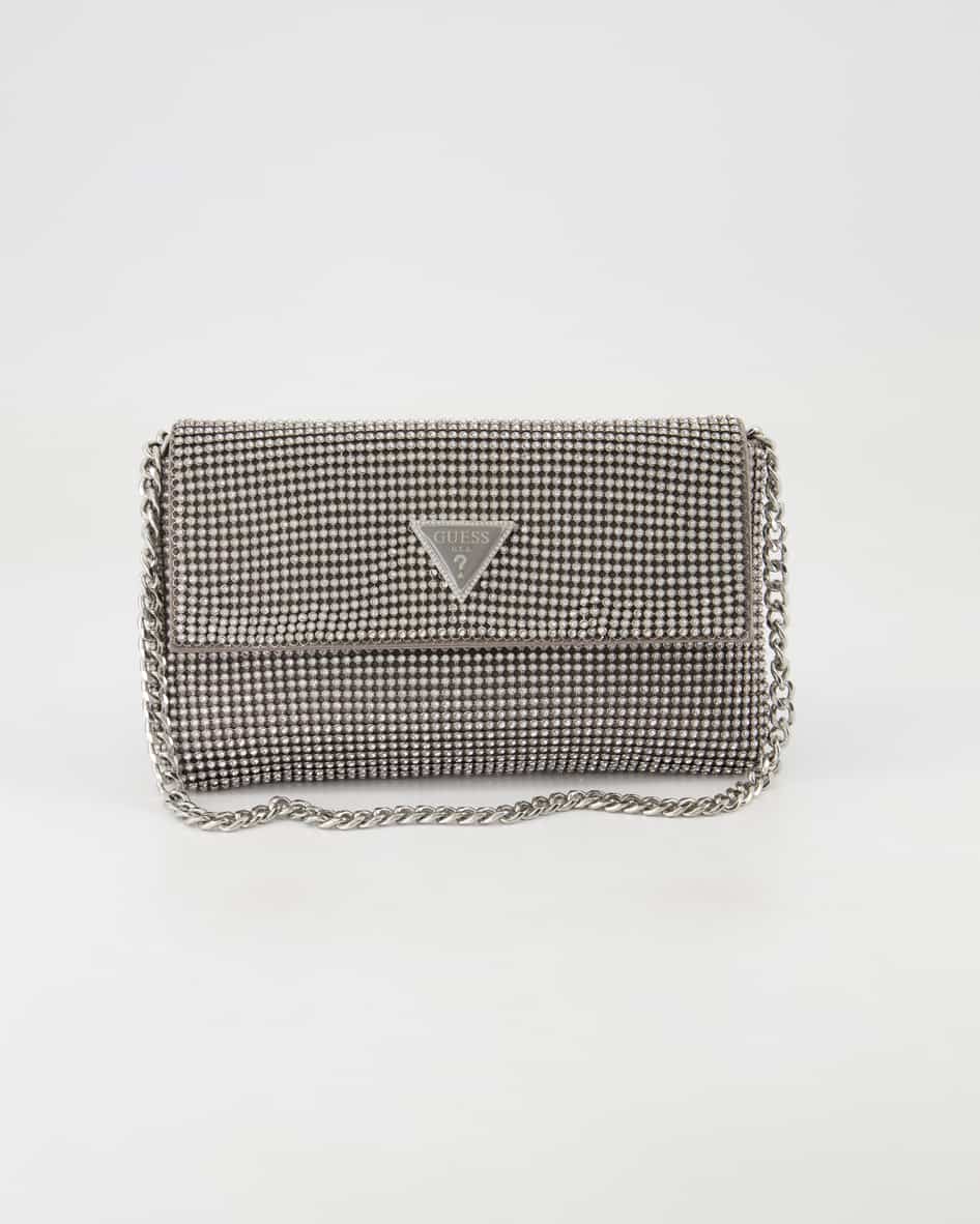 Guess Zalina Flap Clutch Umhängetasche in Silber