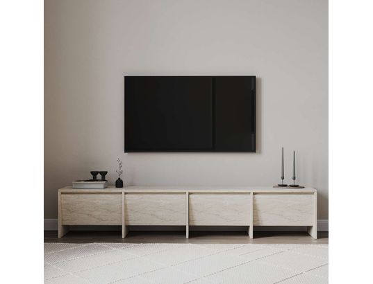 CONCEPT1 - Meuble TV Laris 180 travertin 180 x 35 x h40 cm