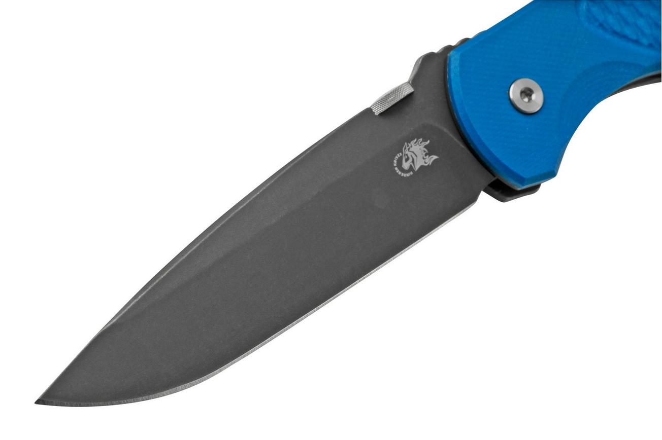 Rick Hinderer FireTac Spanto Battle Black, Black Blue G10, zakmes