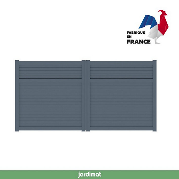 Portail Jardimat battant motorisé aluminium Annoire gris anthracite - 350 x h.177 cm