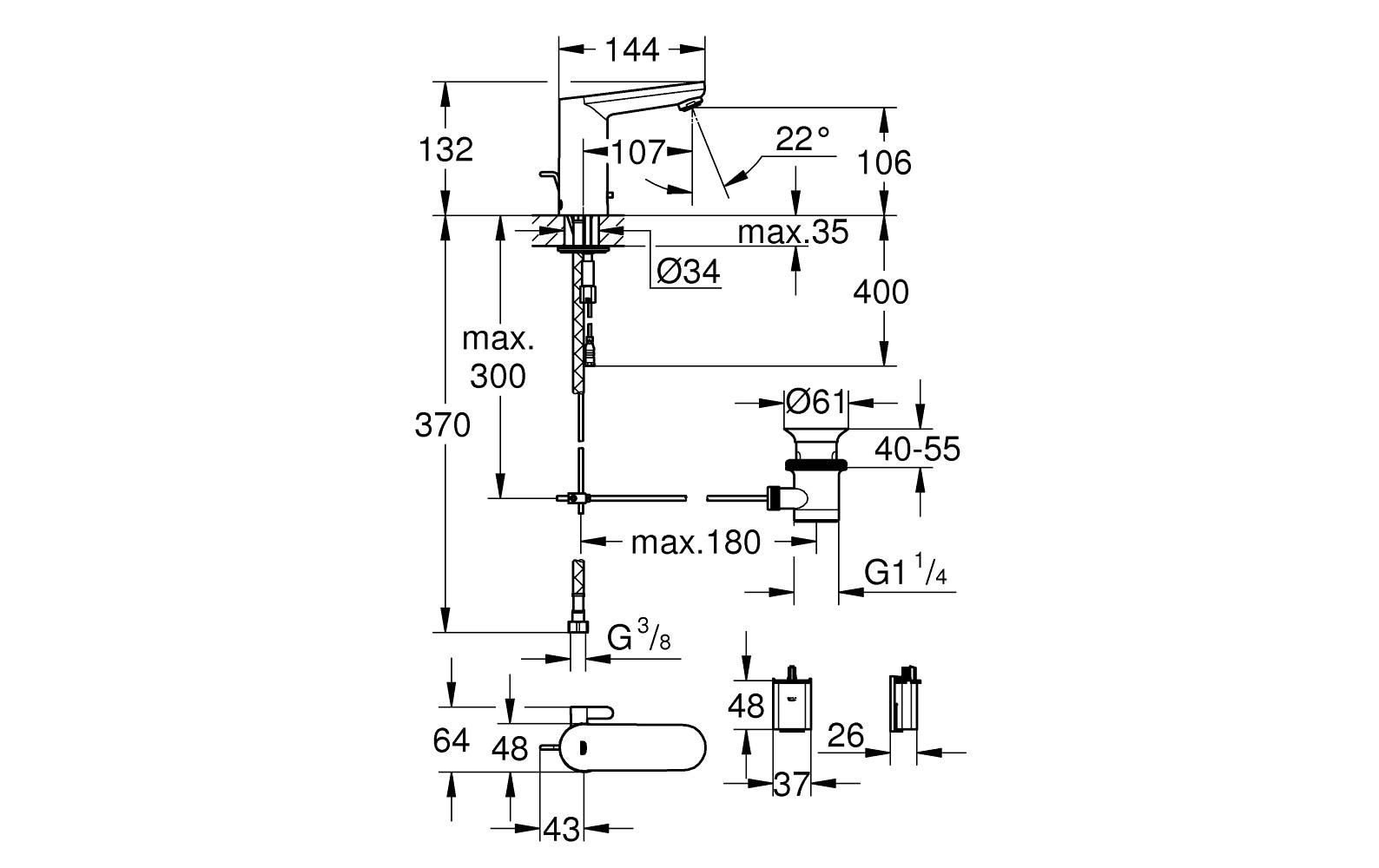Elektronische Armatur Eurosmart mit Temperatur Regler<br>Elektronische Armatur