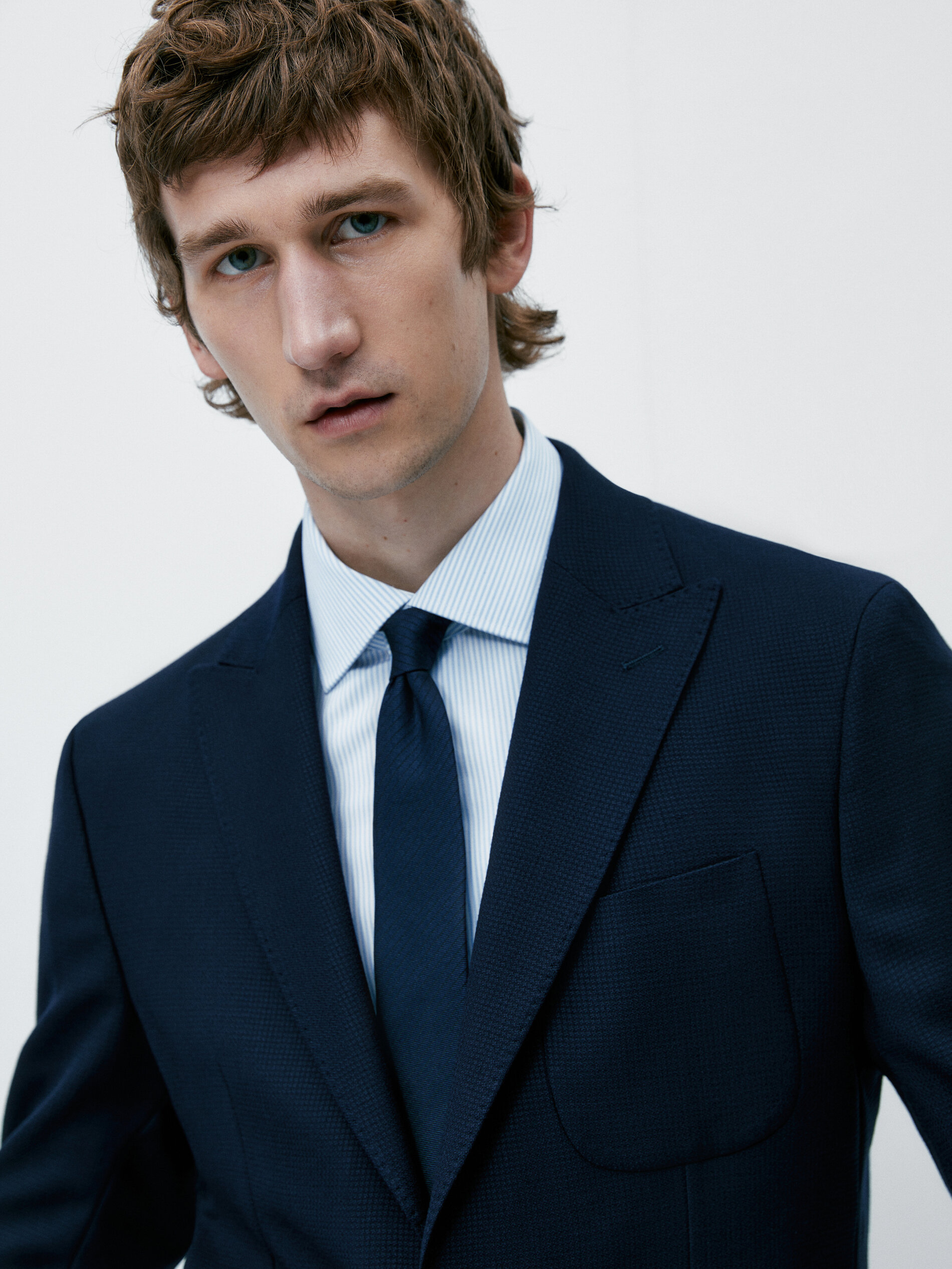 Blazer estruturado em lã azul marinho - AZUL MARINHO