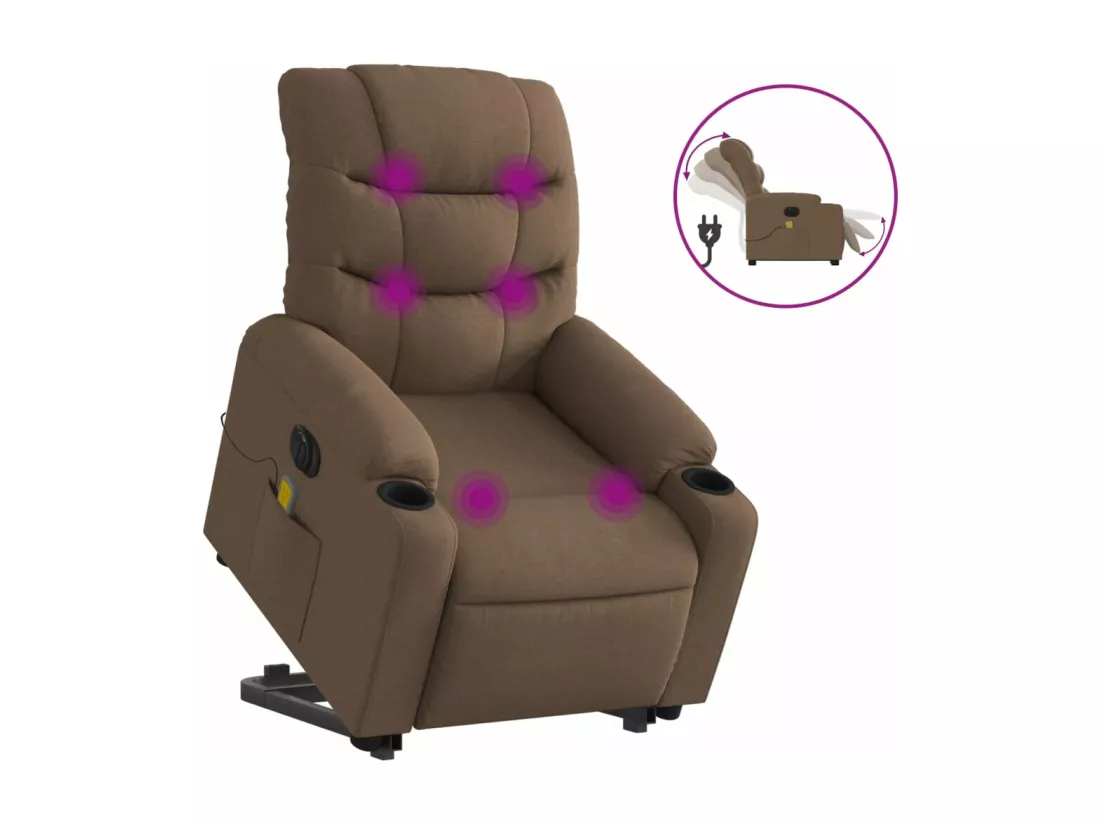 Fauteuil inclinable massant électrique Marron Tissu