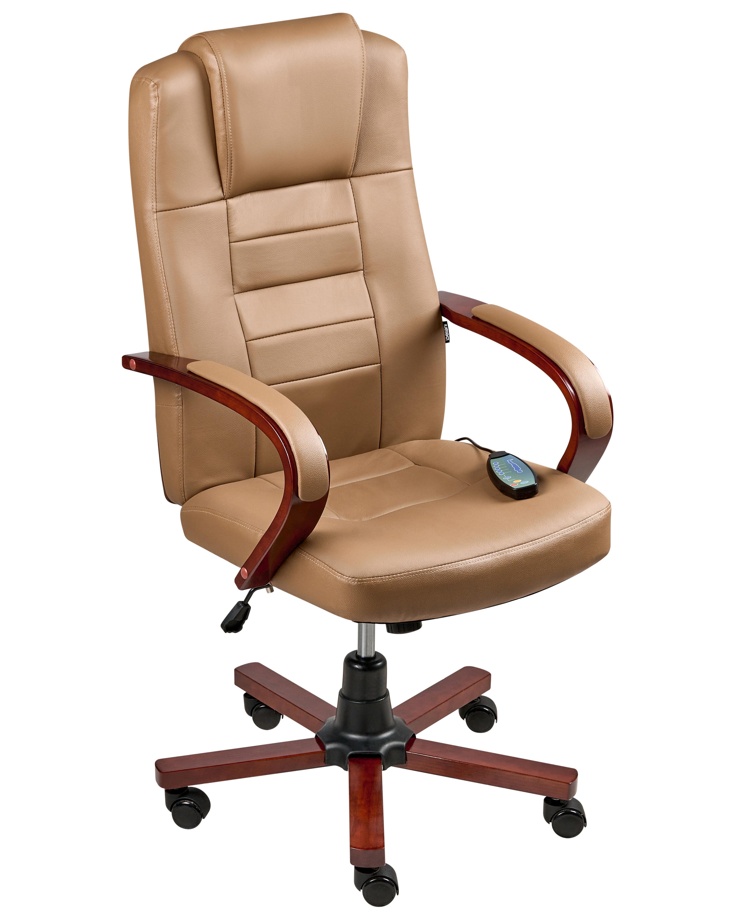 Massagestoel DIAMOND met verwarming Leer Lichtbruin