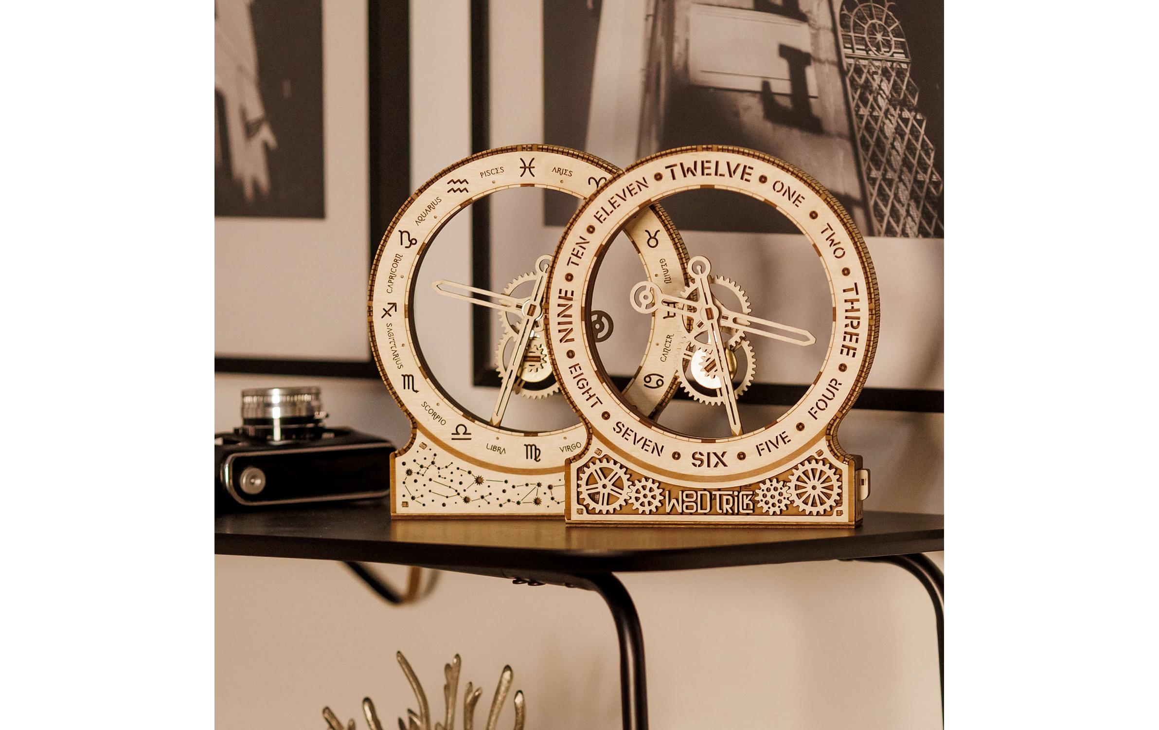 Bausatz Kinetic Clock: ModernBatteriebetriebene Uhr 3D Bausatz aus Holz
