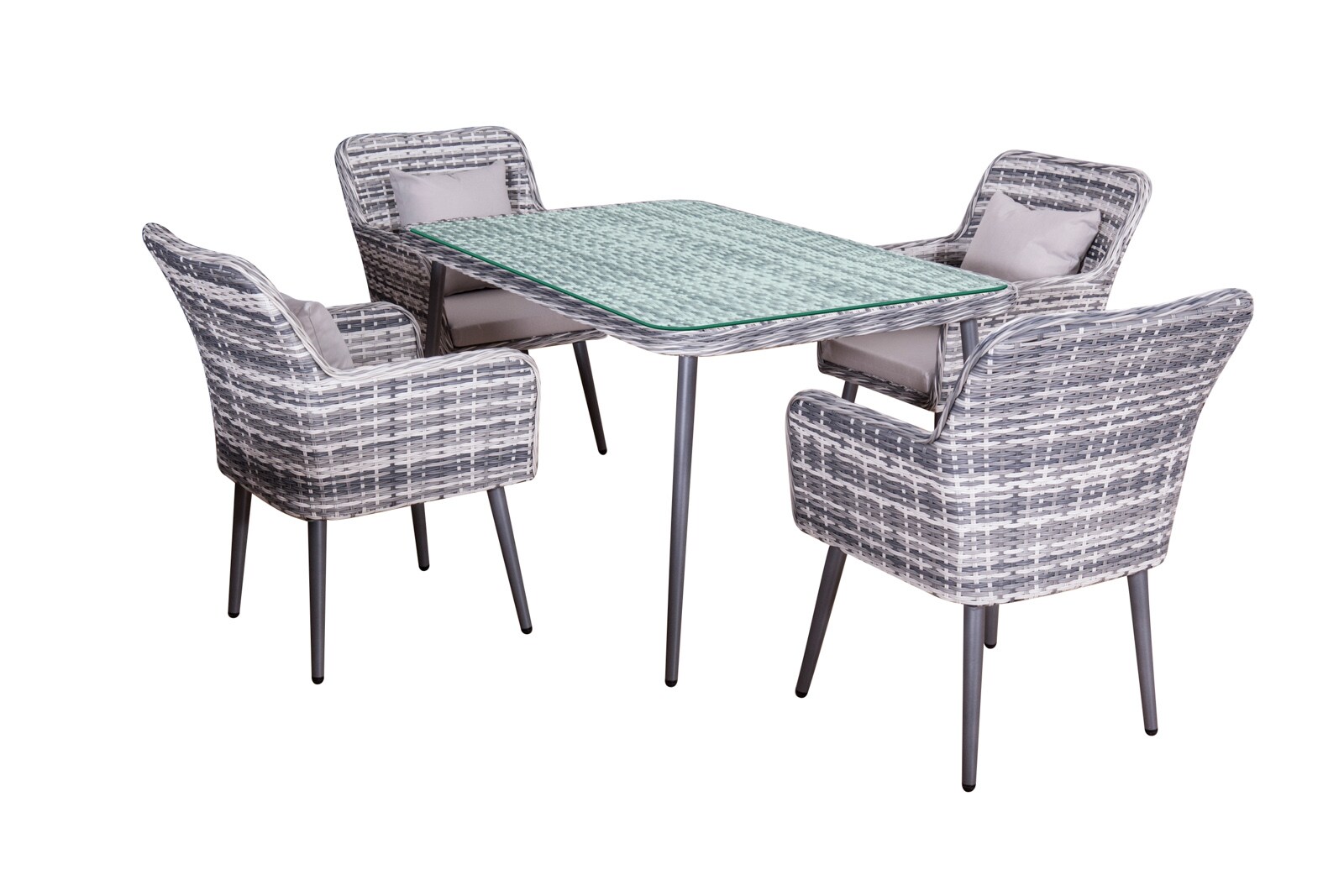 Jet-Line Garten Essgrupppe Lima Polyrattan Gartenmöbel4 Personen grau Jet-Line
