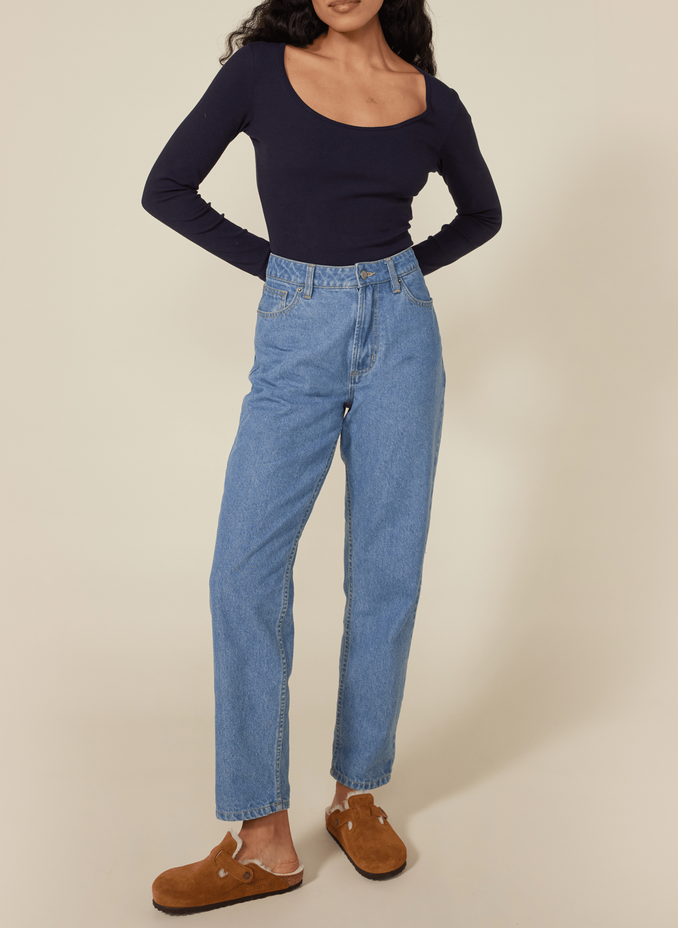 Body col rond ajusté | Bleu