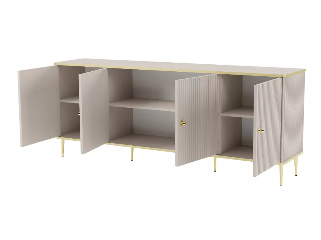 Buffet avec 4 portes en MDF et acier - Beige et doré - SINEAD de Pascal MORABITO