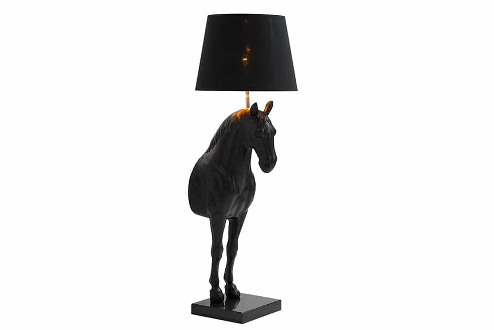 Extravagante Stehlampe BLACK BEAUTY 130cm schwarz Pferdefigur
