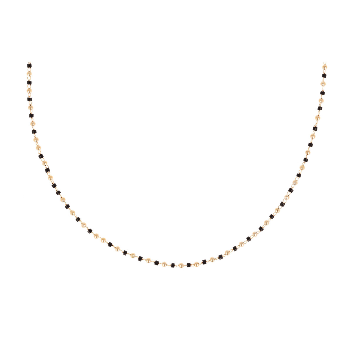 Collier plaqué or avec résine noire longueur reglable 40cm+5cm