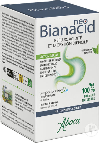 Aboca Neobianacid Goût Menthe Reflux Acidité Et Digestion Difficile 45 Comprimés