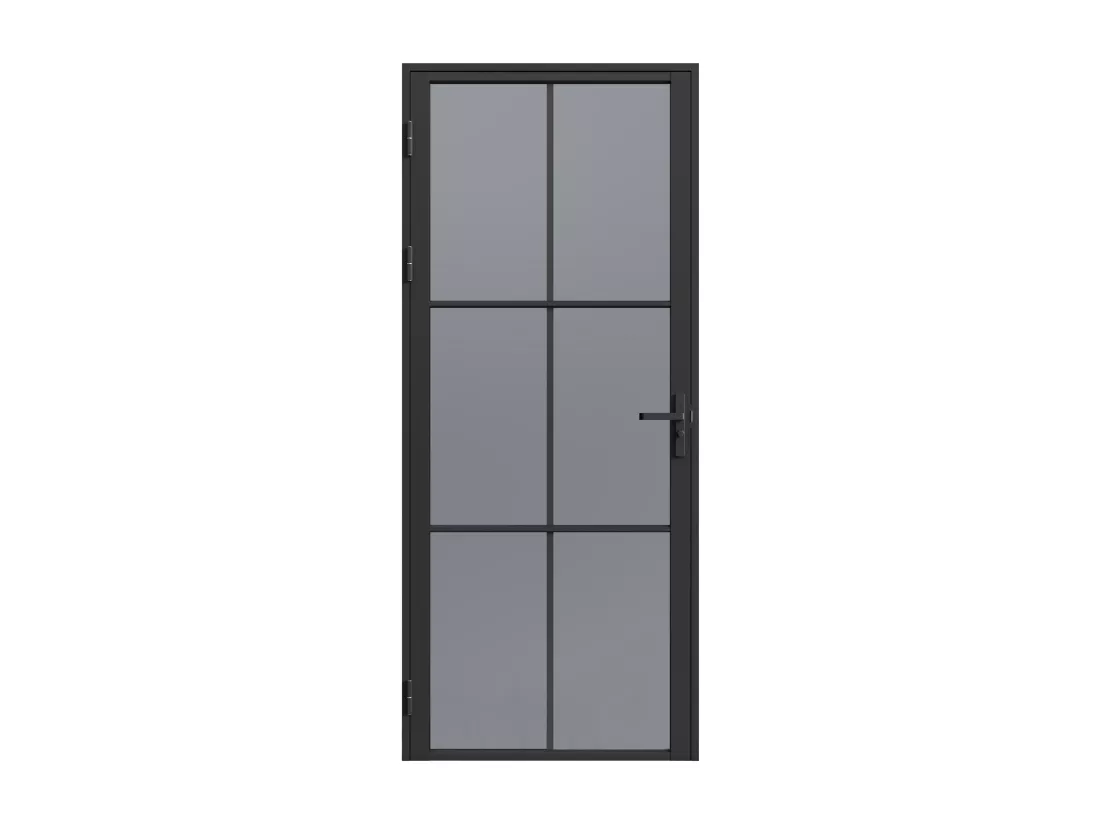 Bloc porte réversible en aluminium et verre trempé fumé - H204 x L83 cm - Noir - SEROTO