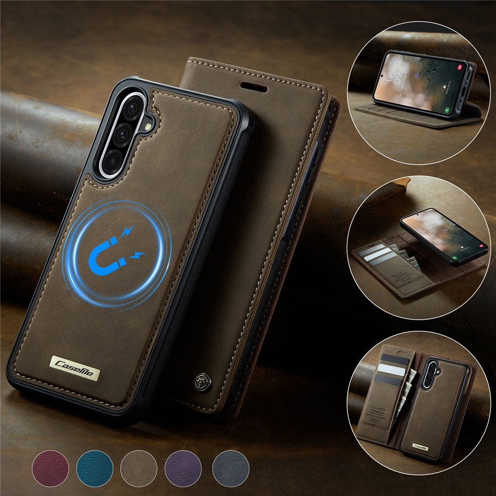 Samsung Galaxy A56 2in1 Leder Tasche   Magnet Hardcase Karten Etui MagSafe-Modul (RFID Schutz) - Braun