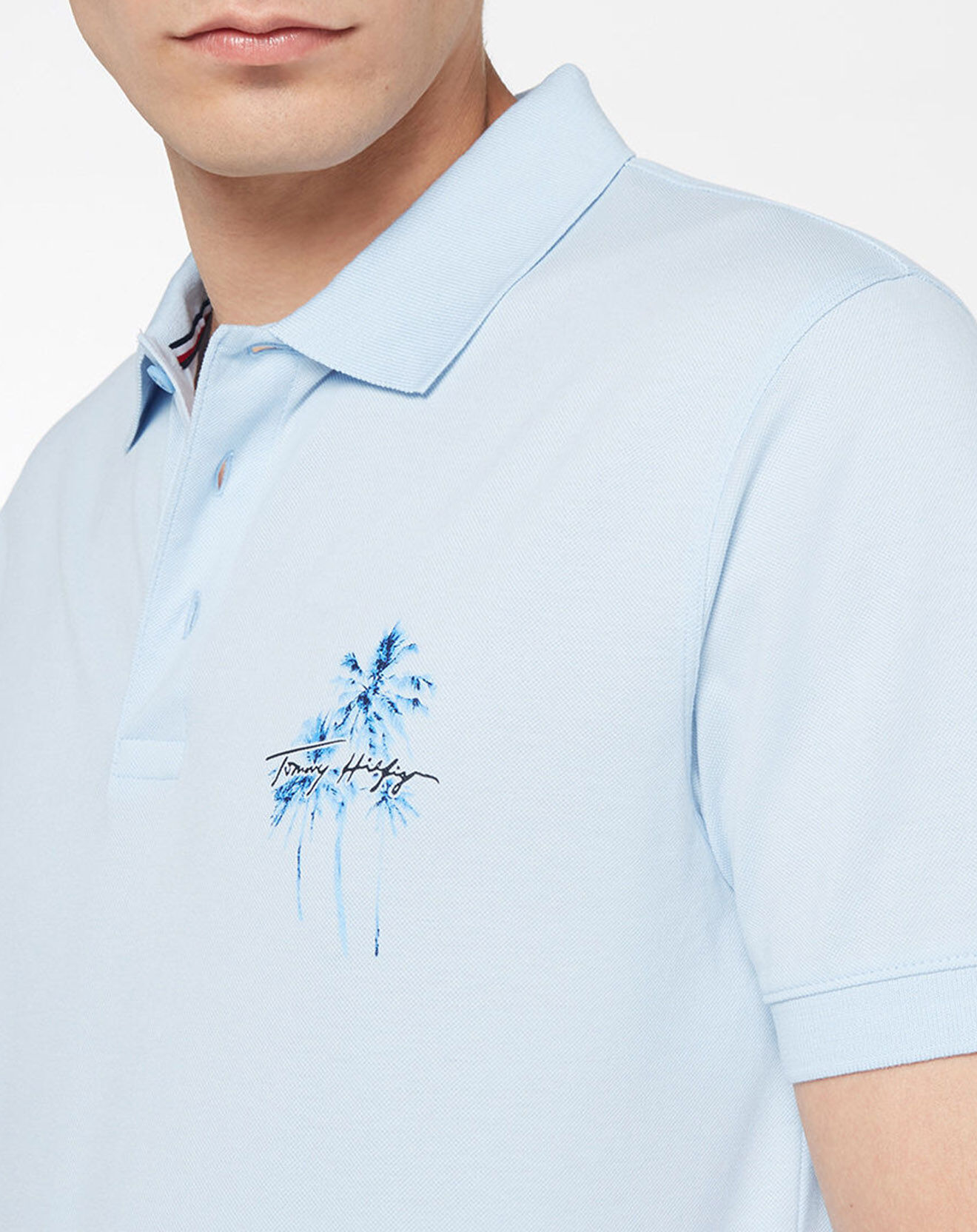 Tommy Hilfiger Polo Regular Palmier bleu ciel