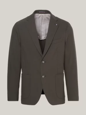 Blazer slim de tecido liso com abotoamento simples