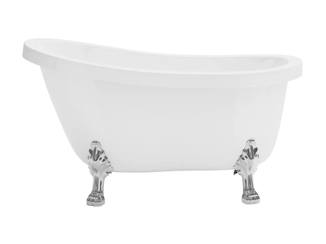 Baignoire îlot rétro avec pieds de lion argentés - 200 L - 145 x 74 x 77 cm - Blanche - NISOS II