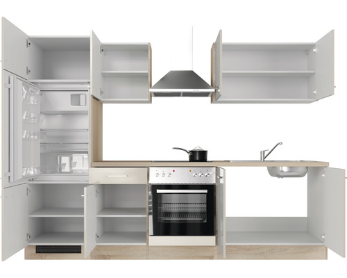 Flex Well keukenblok met apparatuur Nepal 270 cm kasjmier glanzend gedemonteerde variant omkeerbaar 00012349