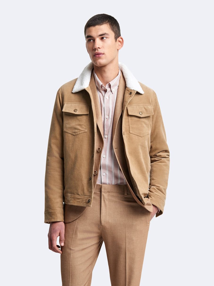 Blouson en velours côtelé col sherpa
