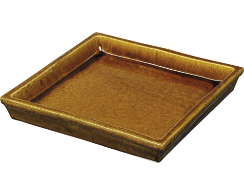 Keramische bloempotschotel, 32 x 32 x 2 cm, geel