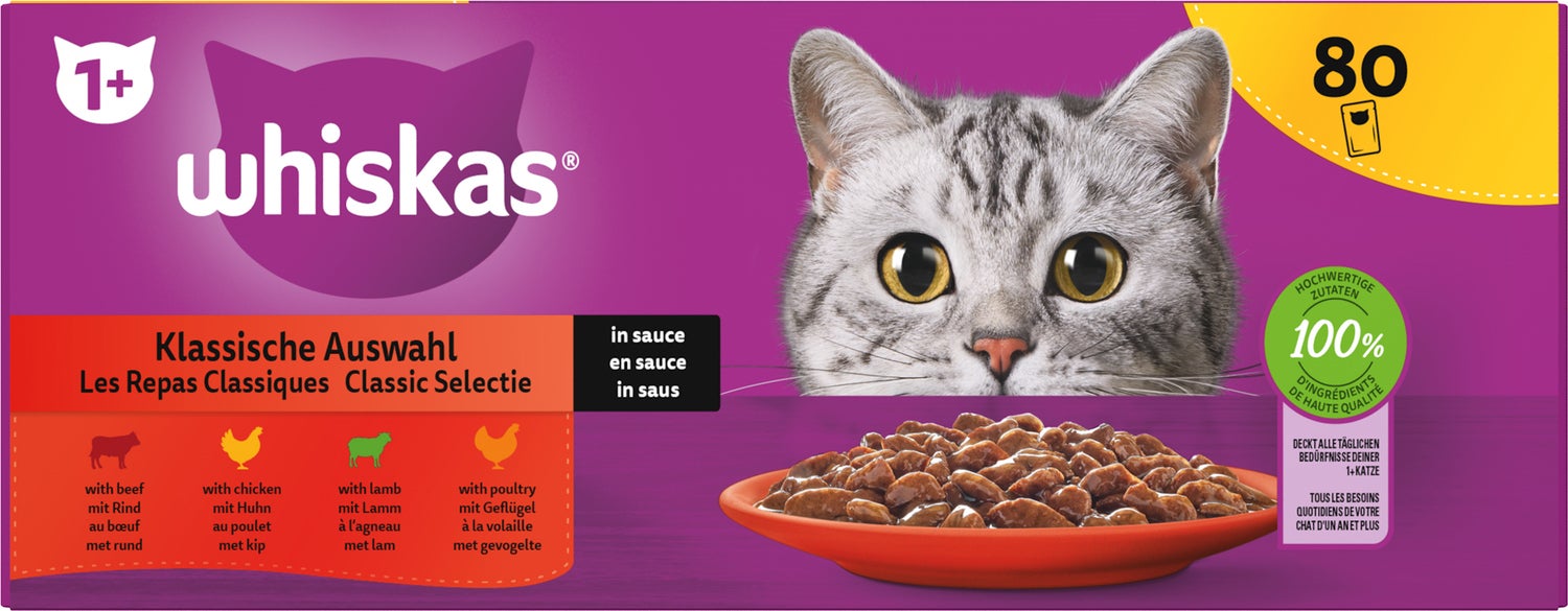 Whiskas kattenvoer in saus Classic Selectie adult 85 g 80 stuks