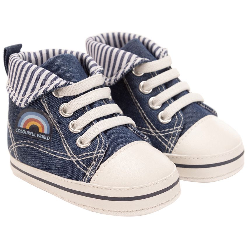 Baskets montantes souples effet jean pour bébé garçon - Bleu