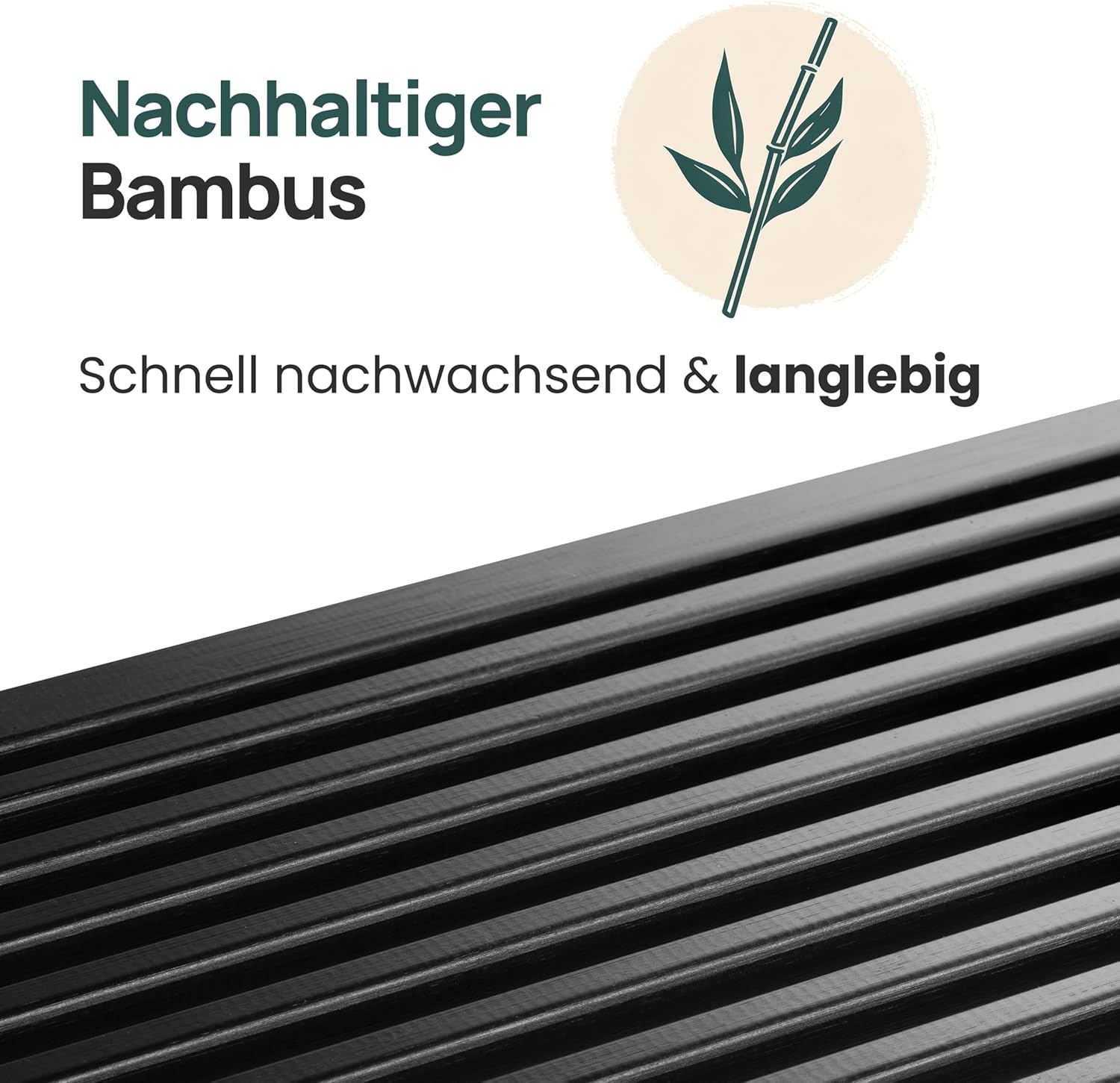 Sitzbank aus Bambus Schwarz – stabile Holzbank ohne Lehne für Flur, Bad, Küche, Esszimmer oder Schlafzimmer – kleine Sitzbank Holz 90x33x43 cm – bis 250kg belastbar